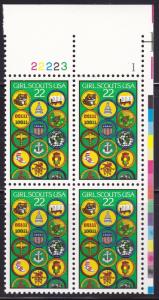 United States 1987 Girl Scouts 75th Anniversary Issue Plate Number Block VF/NH