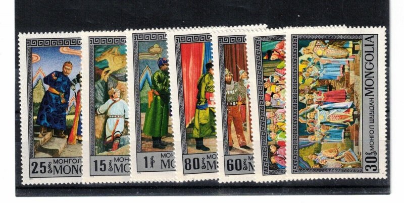 MONGOLIA Sc 760-66 NH ISSUE OF 1974 - ART