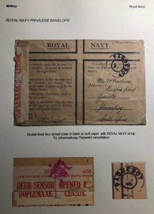 1944 England Royal Navy Paqueboat Censored Cover To Johannesburg South Africa