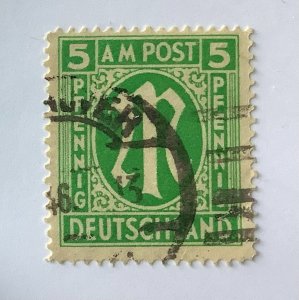 Germany, AMG, 1945-46 Scott 3N4b used -  5 pf, Numeral