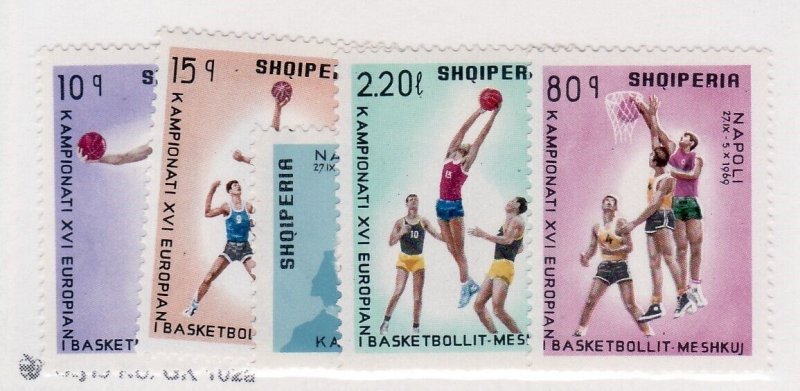 ALBANIA Sc 1240-44 NH issue of 1969 - SPORT - BASKETBALL