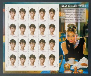 Scott 3786 AUDREY HEPBURN Pane of 20 US 37¢ Stamps MNH 2003