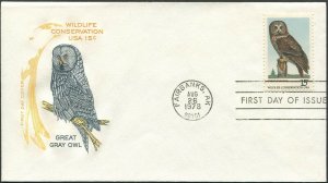 United States 1978 Wildlife Conservation Great Gray Owl FDC (518)