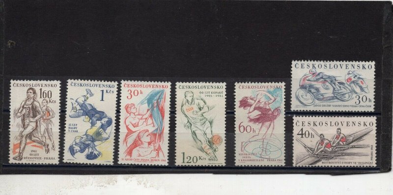 CZECHOSLOVAKIA 1961 SPORTS SET OF 7 STAMPS MNH