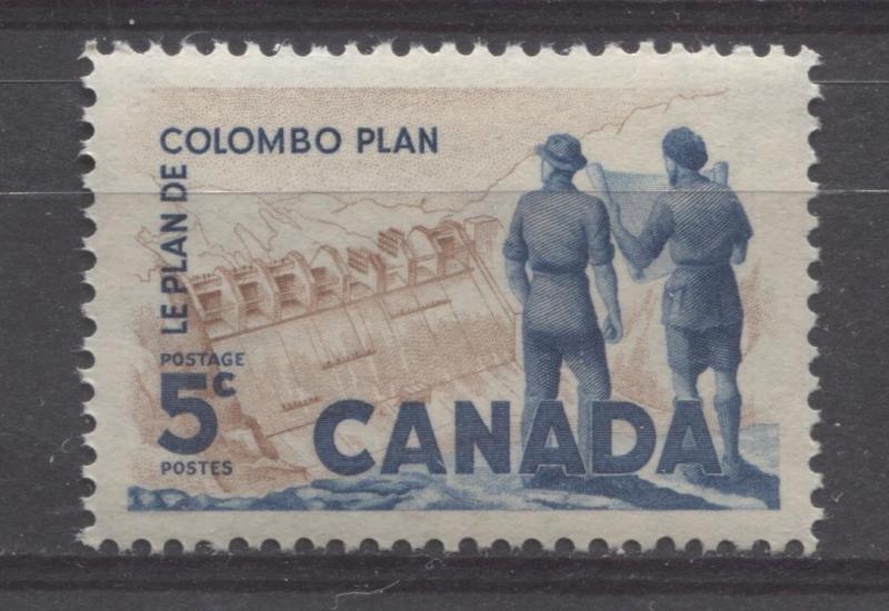 Canada #394 5c Light Red Brown And Blue 1961 Power Plant VF 84 NH