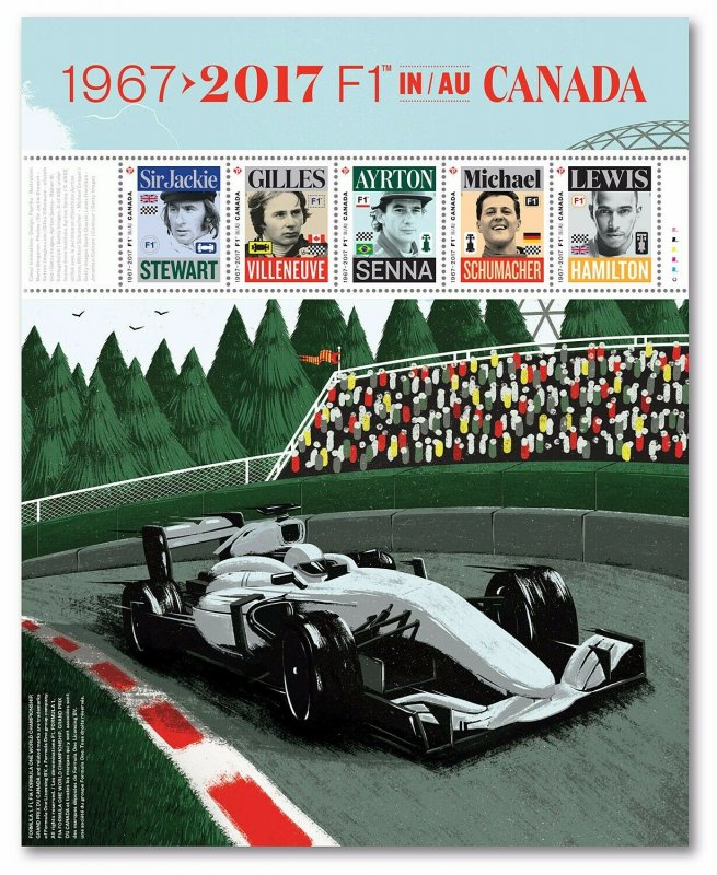 FORMULA 1 = F1 = CHAMPION IN CANADA = Minisheet of 5  Canada 2017 #2992 MNH