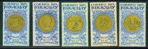 Paraguay 1965 Scott  858-862  MH* regular mail stamps