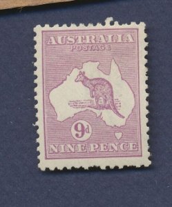 AUSTRALIA - Scott 50a - watermark 10 - unused hinged - 9p Lilac - 1915