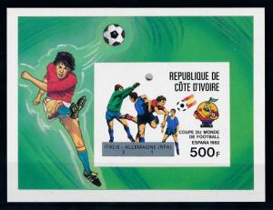 [69403] Ivory Coast 1982 World Cup Football OVP Silver Imperf. Sheet MNH