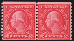 US #455 2c  Carmine Washington Coil Pair Type III MINT NH SCV $42.5