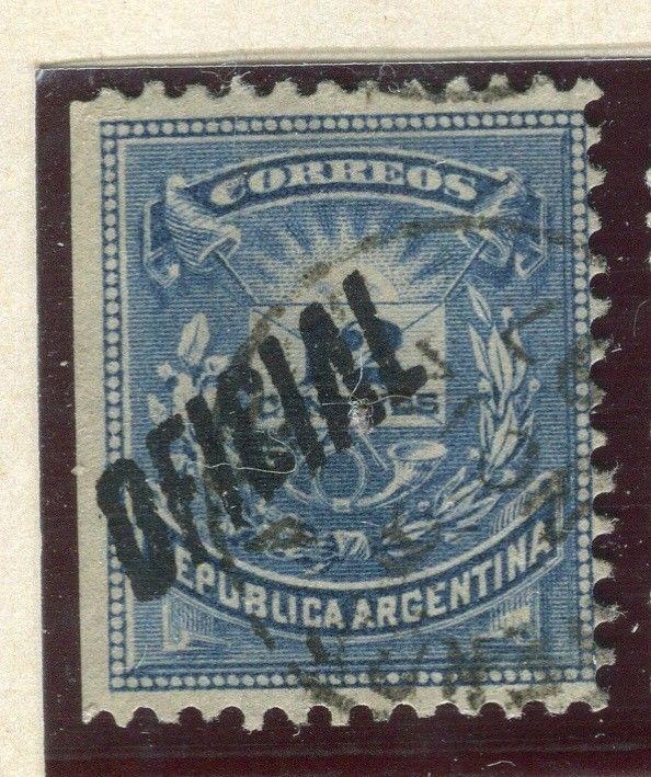 ARGENTINA;   1880s classic OFFICIAL  Optd. issue used 12c. IMPERF MARGIN