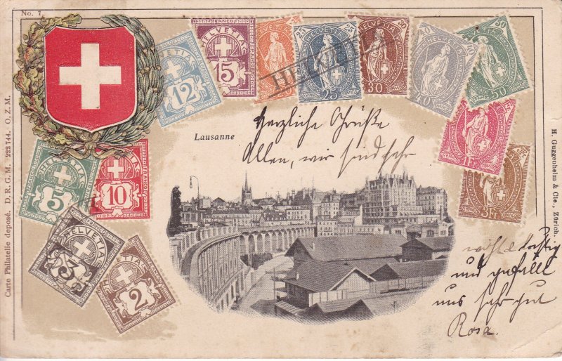 Switzerland 1905 View Card 10c Numeral Lausanne View Box + Swiss Stamp Images