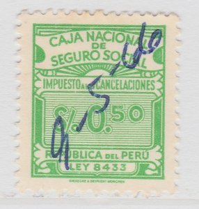 PERU Revenue Stamp Used Tax Mark Fiscal PEROU Stamp Fiscal A27P53F25868-