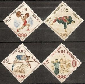 Monaco  592-95 MNH 1964 Olympic Games, Tokyo