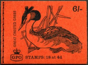 Dec 1968 Sg QP44 6/- Great Crested Grebe  GPO stitched Booklet  - complete