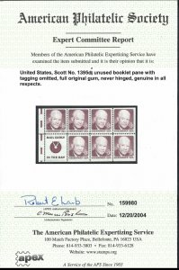 *1395i, SUPERB, NEVER HINGED, CERTIFICATE