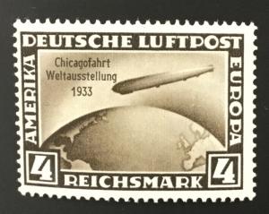 (BJ Stamps) GERMANY, #C45, 1933, Zeppelin, overprint,  FVF, OG, MNH. CV $245.00