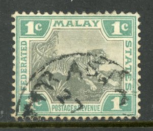 Malaya 1900 Wmk MSCA 1¢ Grey & Green SG #15a VFU W135