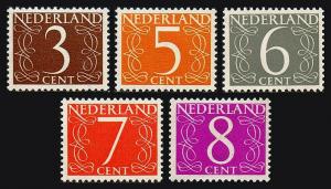 Netherlands 340-343A, MNH. Definitive. Numerals, 1953-1957