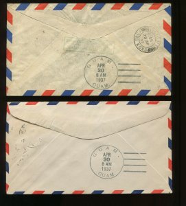 3 Nice HONG KONG TO GUAM FIRST FLIGHT COVERS FROM 1937 CHINA CLIPPER FAM 14