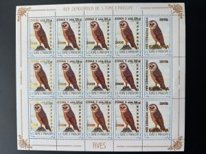 S. Tome Principe 2009 Mi. 3963 3966 + 3968 overprints Birds Fauna Eule Owl Sheet