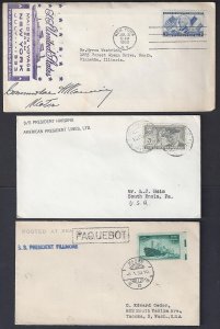 US 1930's 40's COLLECTION OF 6 SEA POST POSTED ON THE HIGH SEAS COVER SS WASHING