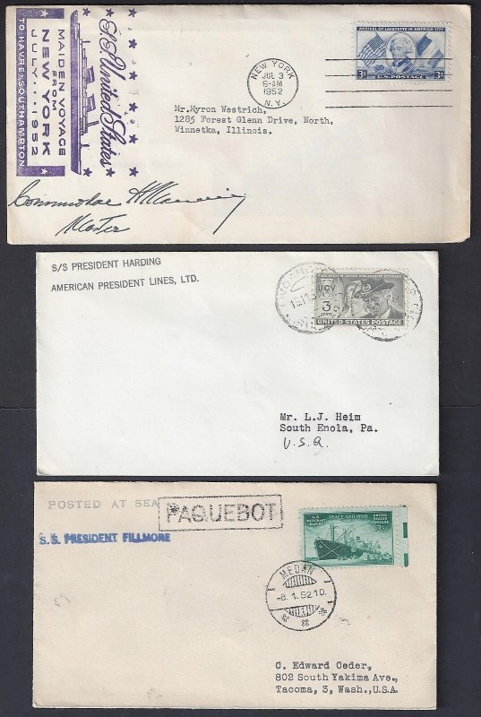 US 1930's 40's COLLECTION OF 6 SEA POST POSTED ON THE HIGH SEAS COVER SS WASHING