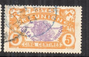 Reunion 1907 MAP TYPE Early Issue Fine Used 5c. NW-230850