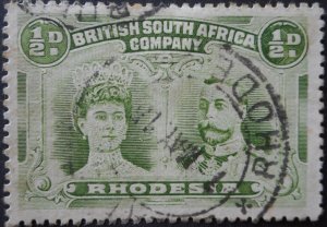 Rhodesia Double Head ½d with Bulawayo crosses (DC) postmark