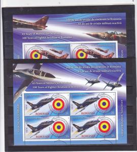 ROMANIA 2016 Fighter jet F16 US aviation Coanda sheets MNH military planes