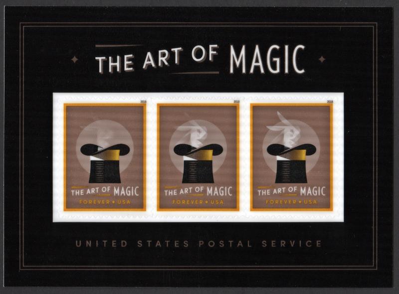 SC#5306 (55¢) The Art of Magic Souvenir Sheet of Three (2018) SA