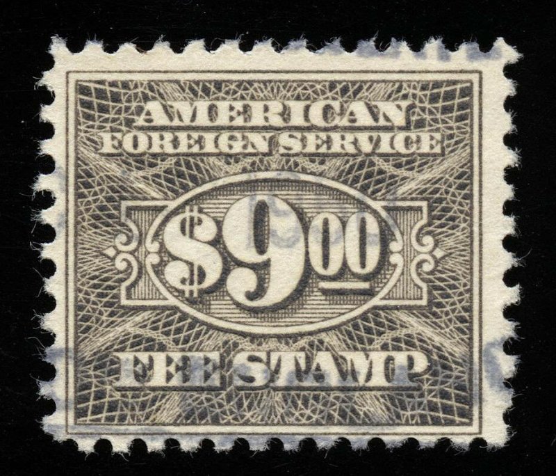 01801 U.S. Revenue Scott RK38 $9 Foreign Consular Service, perf. 11, SCV = $35