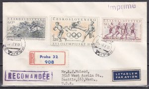 Czechoslovakia, Scott cat. 763-765. Olympics, Horse race. Mailed cover. ^