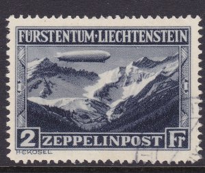 Liechtenstein Scott C8, 1931 Zepp 2F Air Mail, VF Used Scott $400.