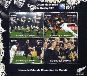 Mali 2011 RUGBY ALL BLACKS New Zealand Sheet (4) Perforated Mint (NH) #1