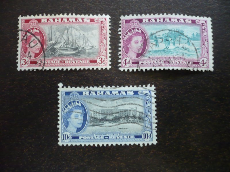 Stamps - Bahamas - Scott# 162, 163, 167 - Used Partial Set of 3 Stamps