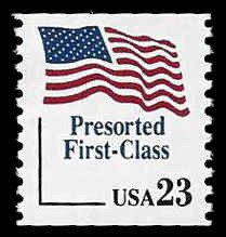 PCBstamps  US #2605 23c Flag, pre-sort first class, coil, MNH, (12)