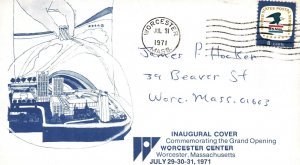 INAUGURAL COVER GRAND OPENING OF THE WORCESTER CENTER CACHET COVER JULY 1971