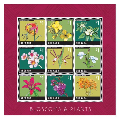 Grenada- Blossom and Plants Stamp- Sheet of 9 MNH