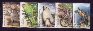 Australia-Sc#3130a- id7-used strip-Endangered animals-Turtles-Marine Life-2009-