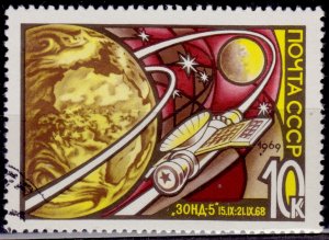 Russia, 1969, Zond 5 Orbiting Moon,10k, sc#3579, used