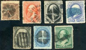 High Value Fancy Cancel Collection - (7) 19th Century Issues  S2611