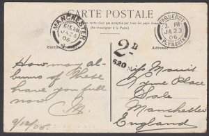 FRENCH GUINEA 1906 postcard Conakry - Paquebot Plymouth - postage due.......P995