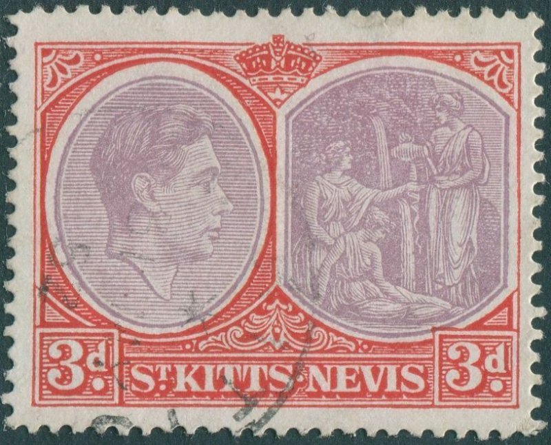 St Kitts Nevis 1938 SG73g 3d KGVI medicinal spring FU