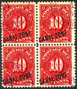 CANAL ZONE #J3 USED BLOCK OF 4