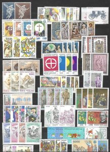 ITALY VATICAN 1960-1980 COLLECTION OF 47 MINT COMPLETE SETS ALL NEVER HINGED