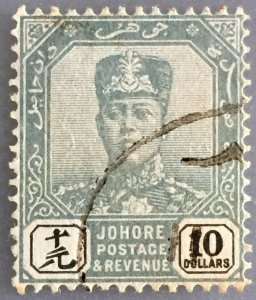 Malaya Johor 1904-10 Sultan Sir Ibrahim $10 Used Wmk W27 SG#75 M2310