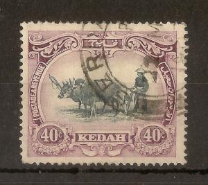 Kedah 1932 40c Ploughman SG35c Type II Fine Used Cat£35