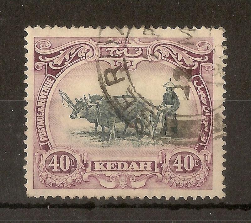 Kedah 1932 40c Ploughman SG35c Type II Fine Used Cat£35