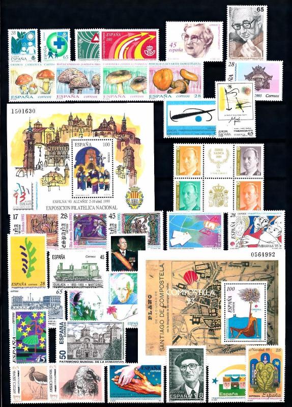 [58538] Spain 1993 Complete Year Set incl. souvenir sheets MNH